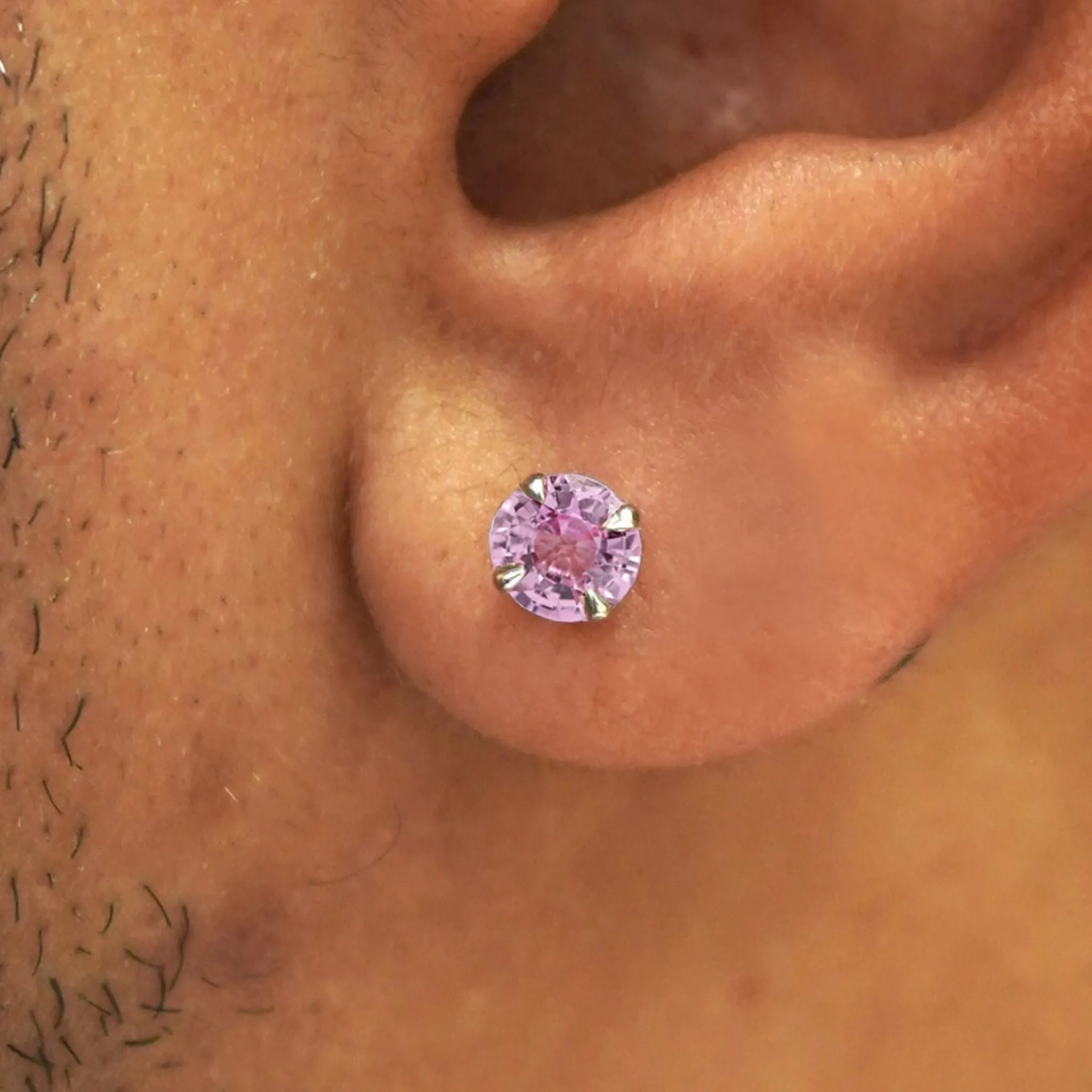 Pink Sapphire Pressure Lock Earring