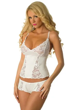 Plus White Desire Cami Set