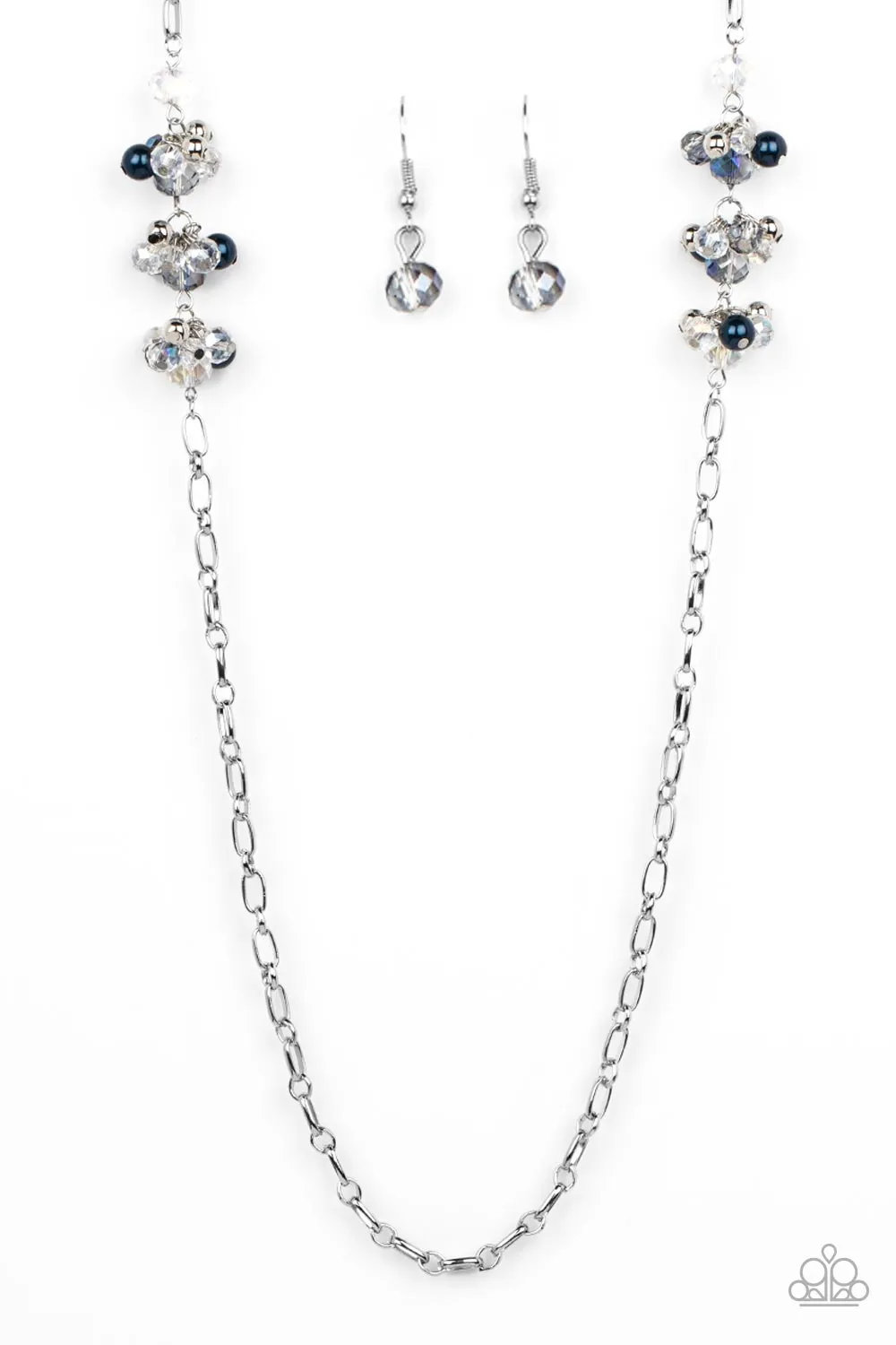 Poshly Parisian - Blue Necklace & Earrings Set