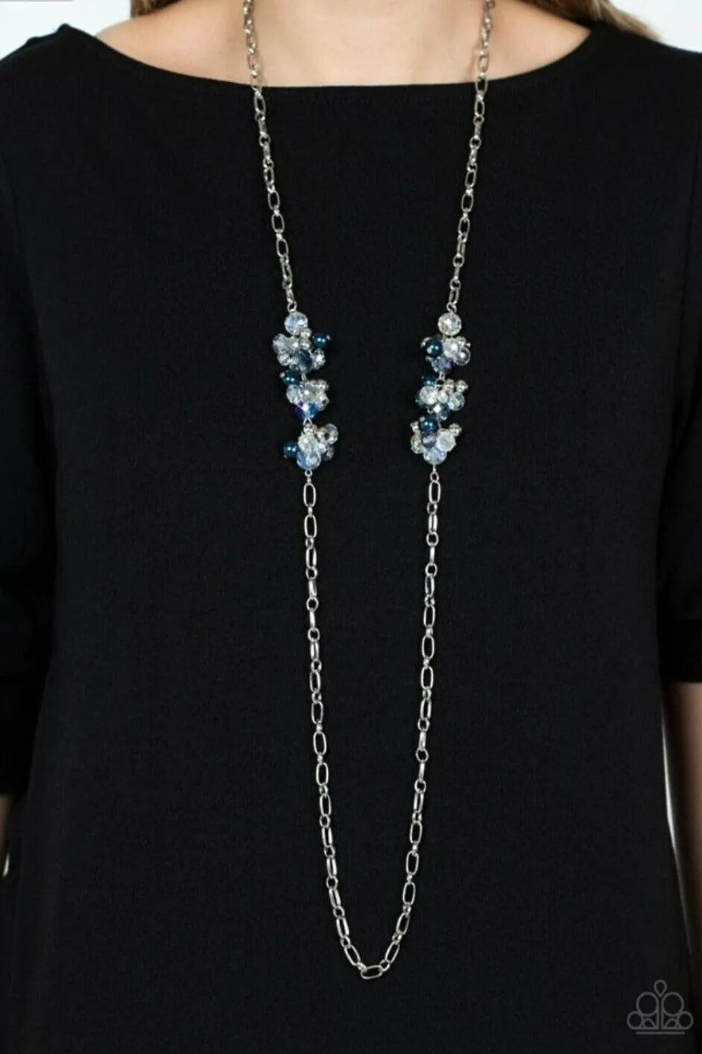 Poshly Parisian - Blue Necklace & Earrings Set