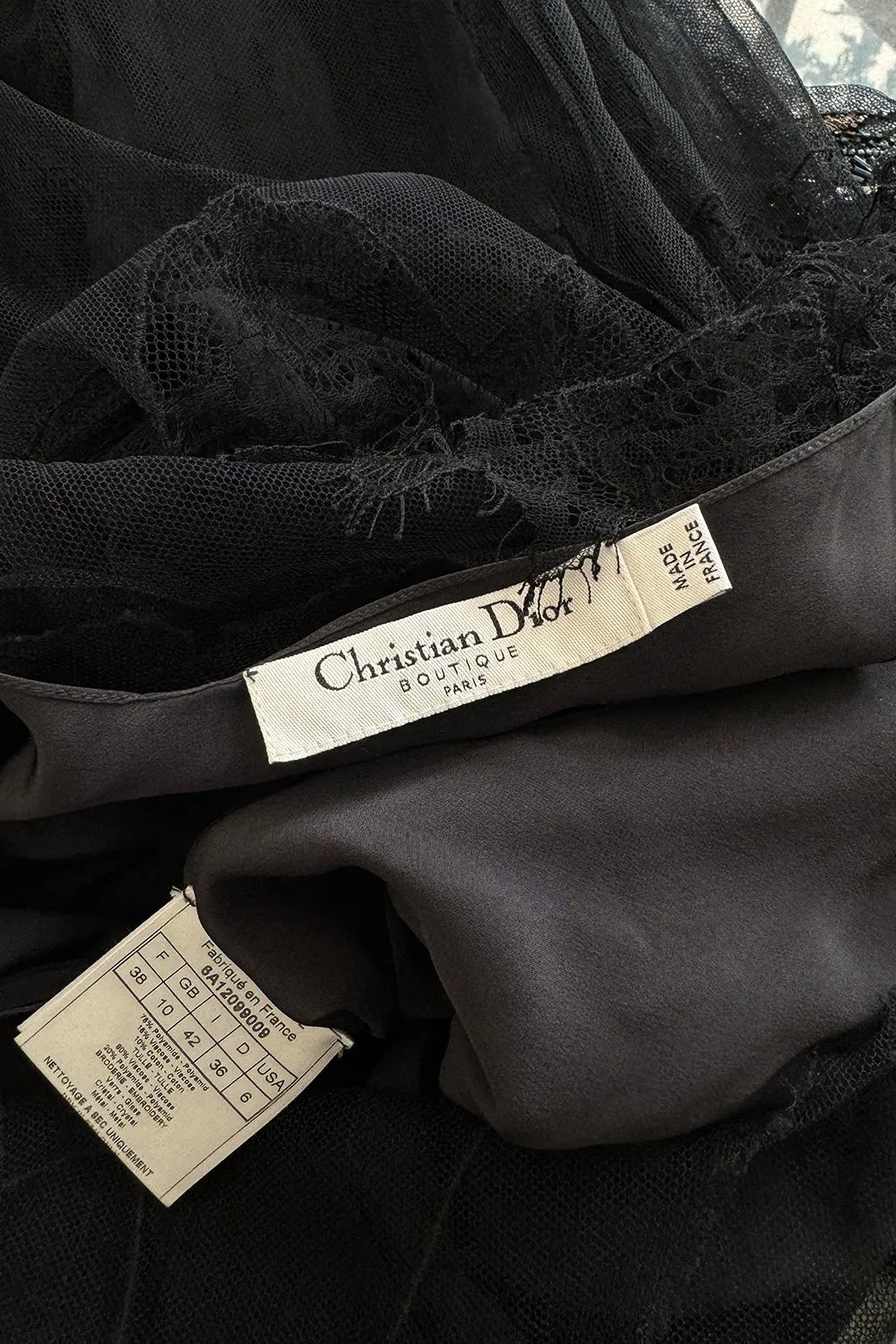 Prettiest Fall 2006 Christian Dior by John Galliano Black Silk & Net Dress w Beaded Detail