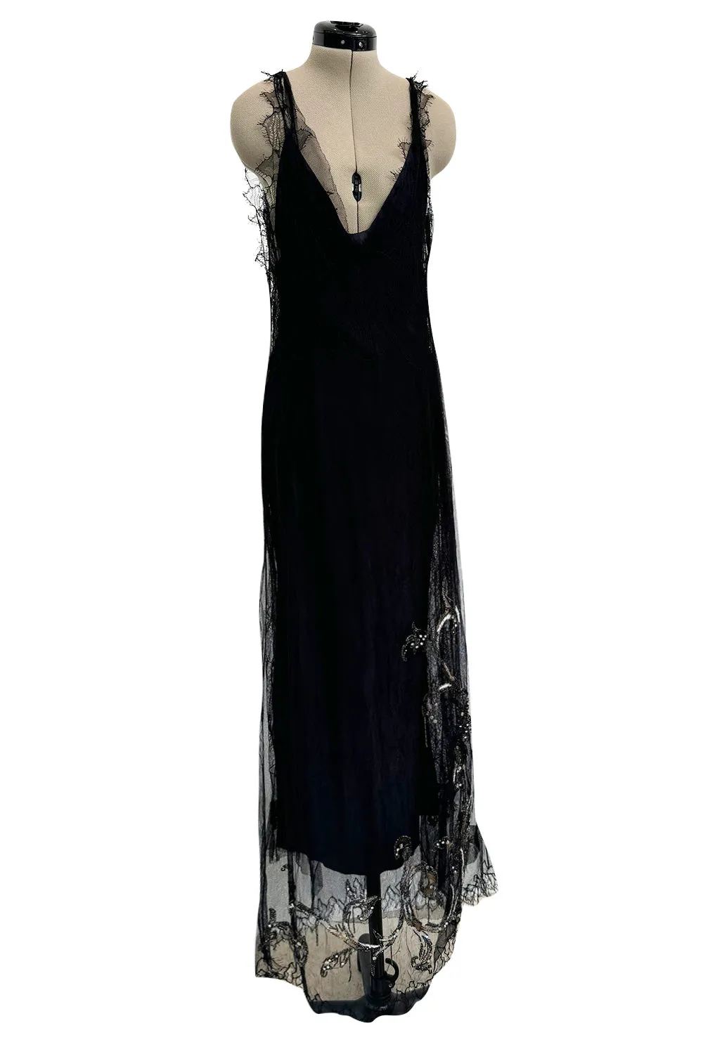 Prettiest Fall 2006 Christian Dior by John Galliano Black Silk & Net Dress w Beaded Detail