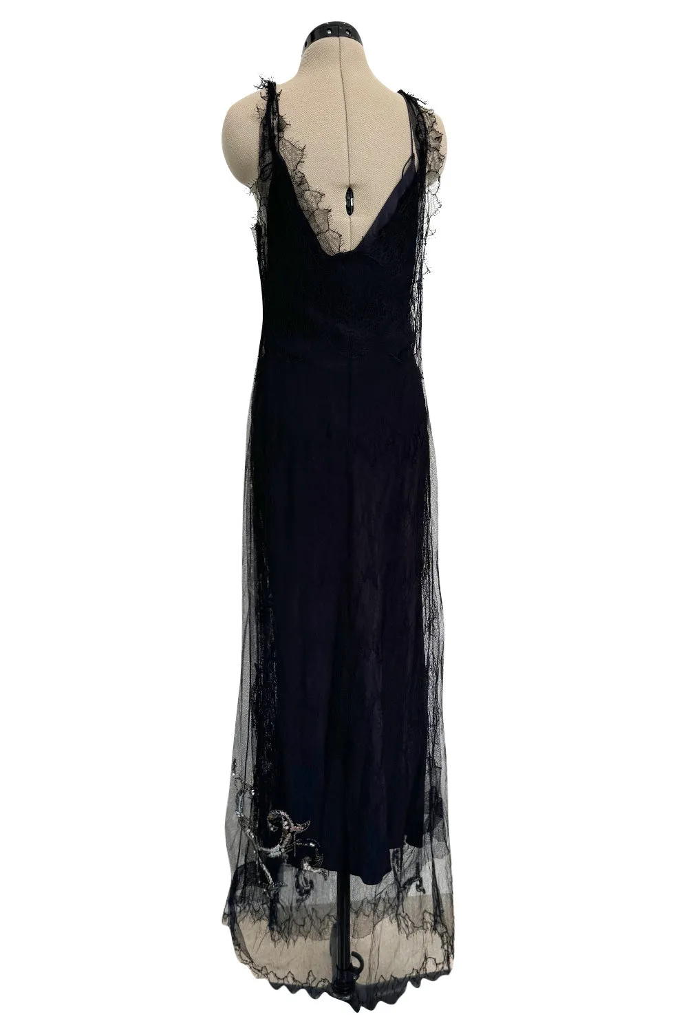 Prettiest Fall 2006 Christian Dior by John Galliano Black Silk & Net Dress w Beaded Detail