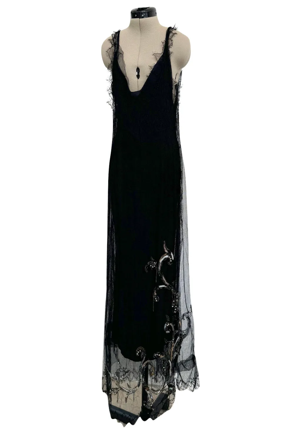 Prettiest Fall 2006 Christian Dior by John Galliano Black Silk & Net Dress w Beaded Detail