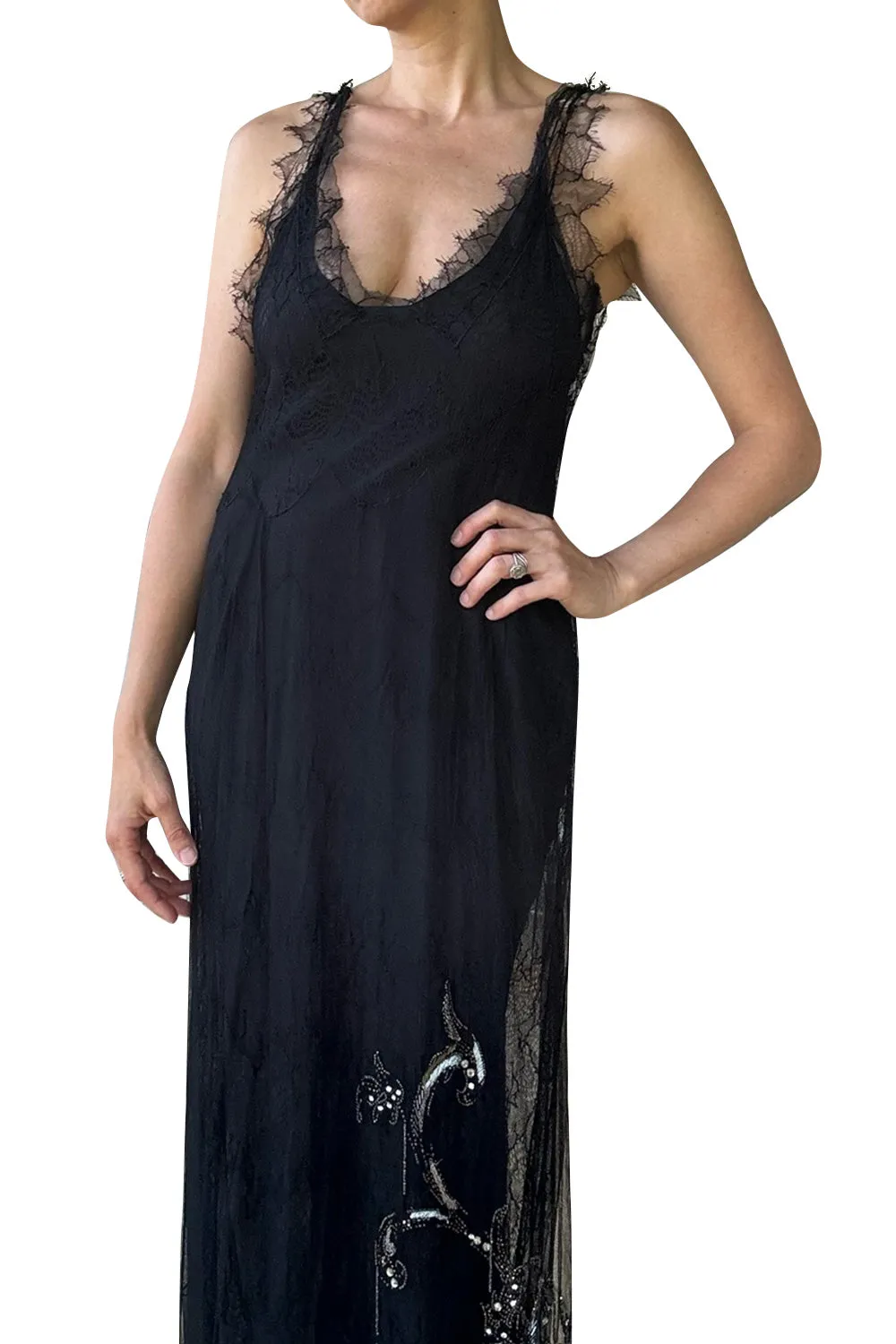 Prettiest Fall 2006 Christian Dior by John Galliano Black Silk & Net Dress w Beaded Detail