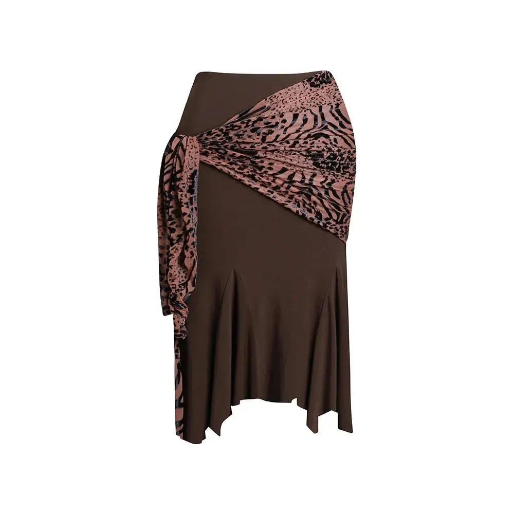 Professional Latin Dance Leopard Skirt Crystal Cotton Velvet Fabric Charming Dancewear  ZYMdancestyle Color Crush Skirt #23101