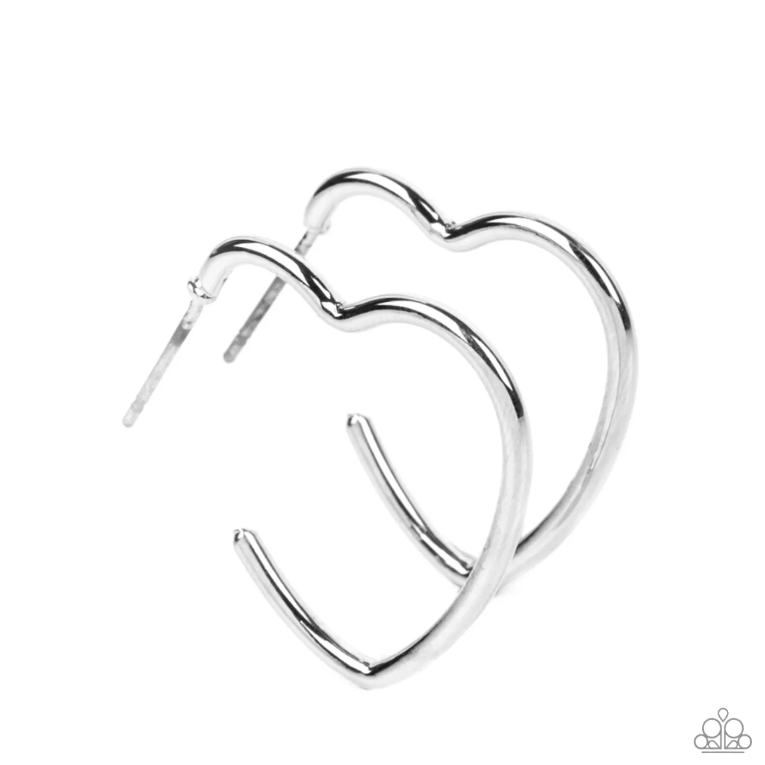 "Burnished Beau" Silver Metal Simple Heart Hoop Earrings