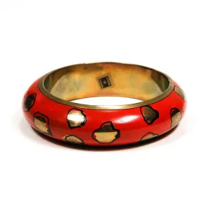 Red and Gold Cheetah Print Bangle Bracelet
