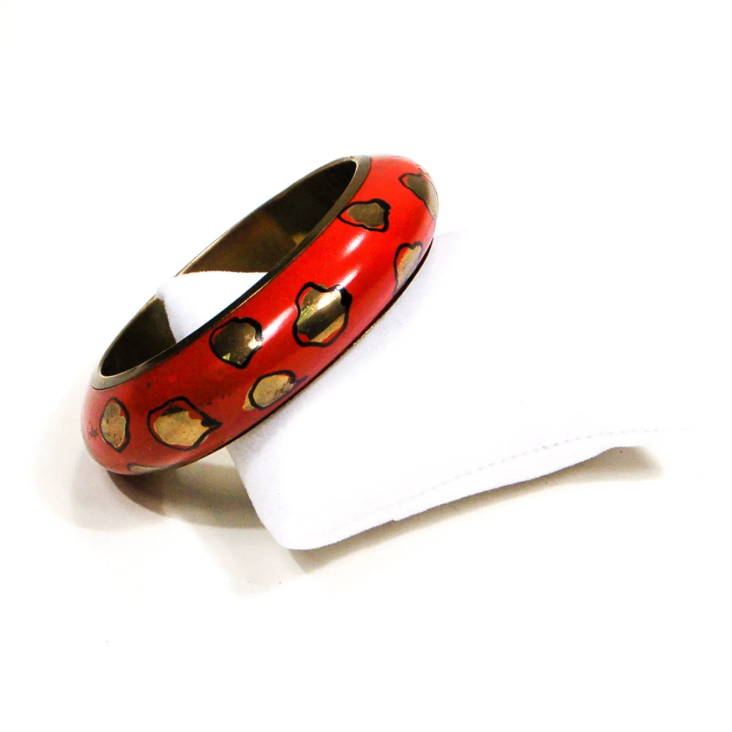 Red and Gold Cheetah Print Bangle Bracelet