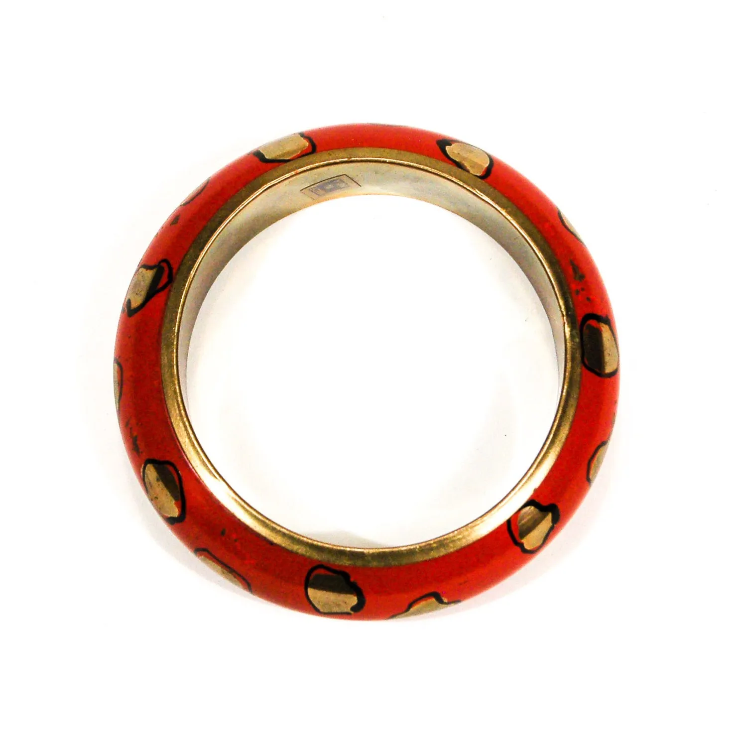 Red and Gold Cheetah Print Bangle Bracelet