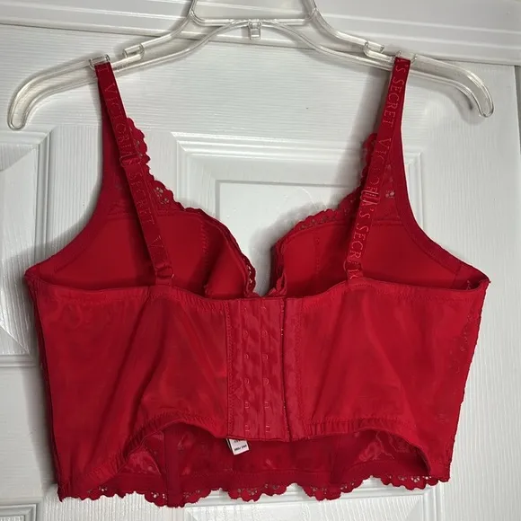 Red Lace Corset Bra by Body By Victoria 38D