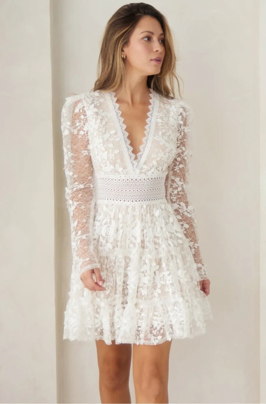 Renzo White Lace Dress