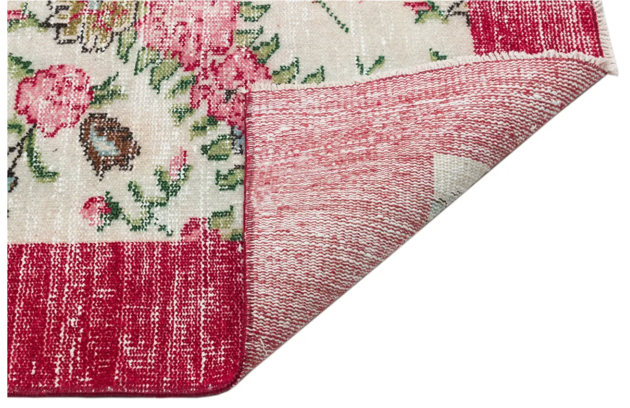 Retro Design Floral Over Dyed Vintage Rug 6'2'' x 10'3'' ft 189 x 313 cm