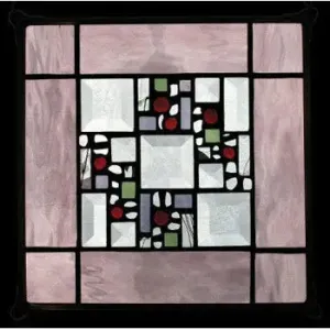 Rose Water Glass Border Stained Glass Window Panel by Edel Byrne