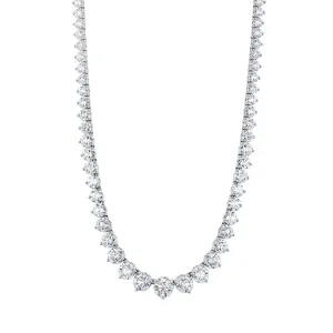 Round Cut 18K White Gold 12.61ct Diamond Tennis Necklace (Pre-Order)