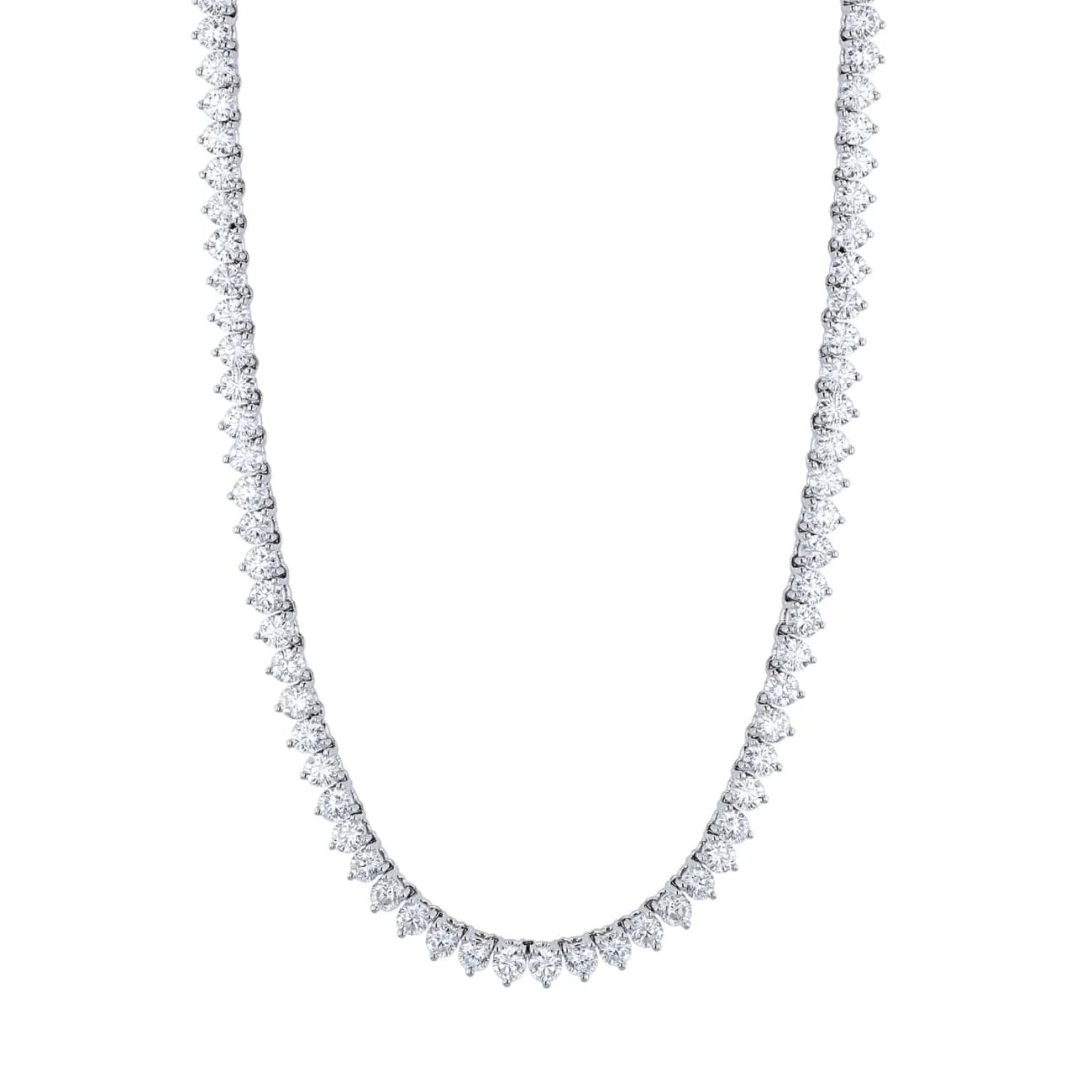 Round Cut 18K White Gold 5.10ct Diamond Tennis Necklace