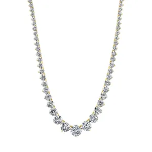 Round Cut 18K Yellow Gold 14.50ct Diamonds Tennis Necklace (Pre-Order)
