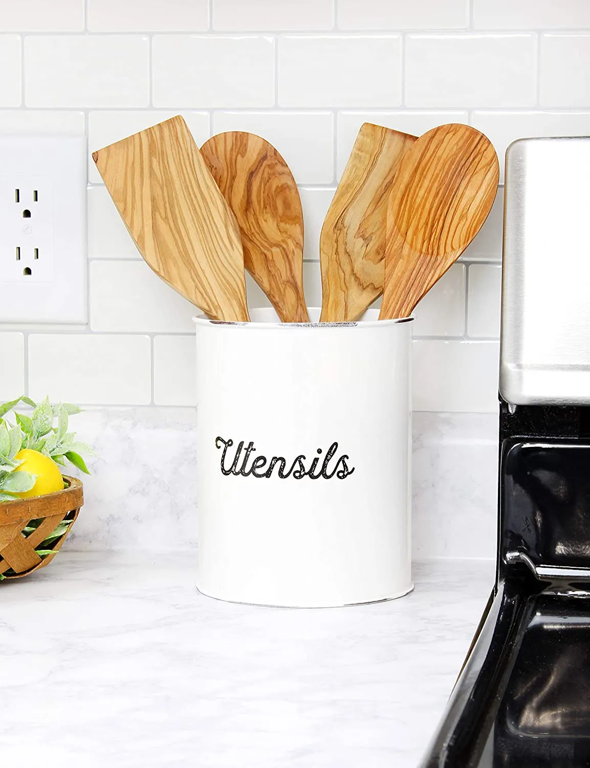 Rustic White Utensil Holder (Case of 24)