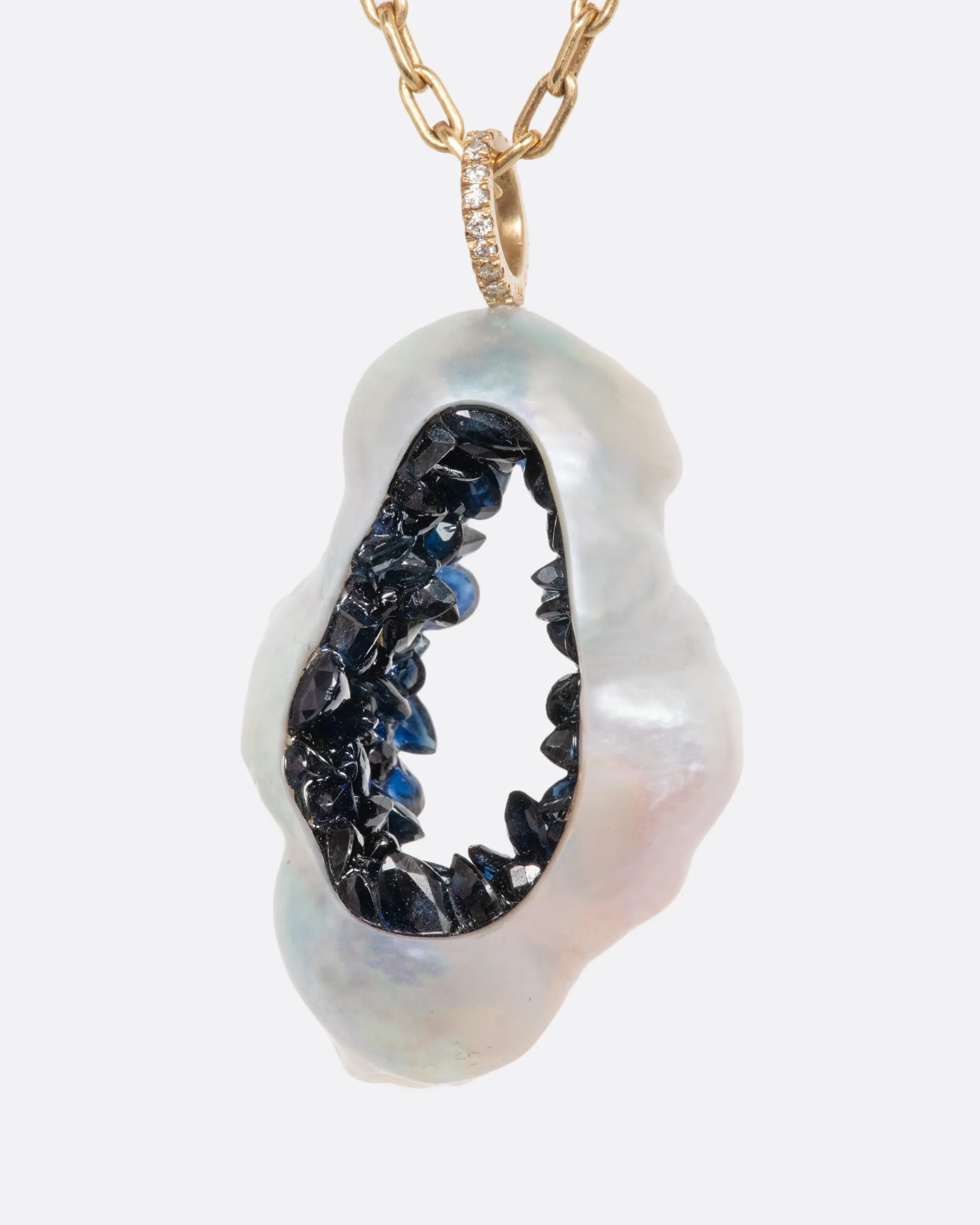 Sapphire and Pearl Pendant Necklace