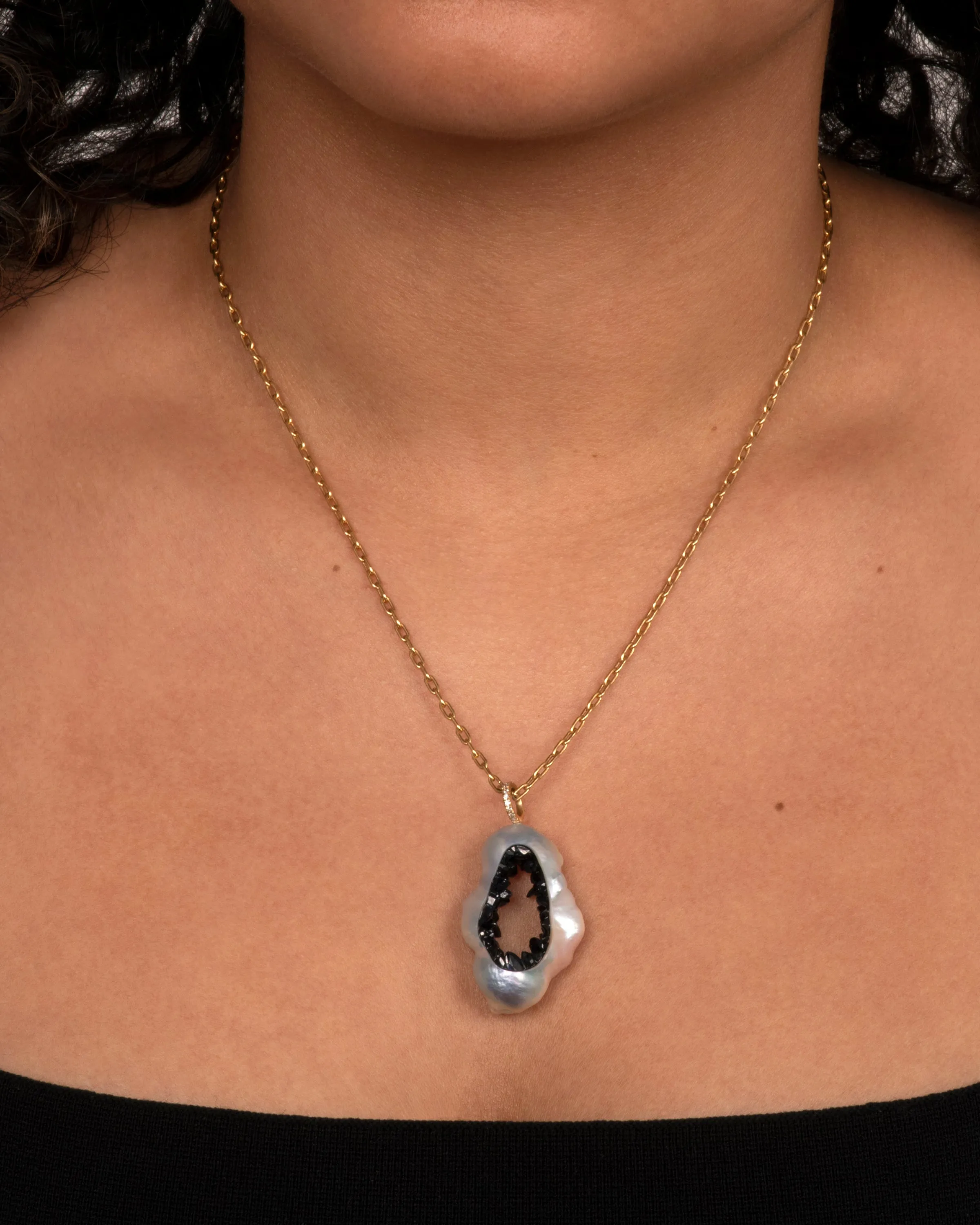 Sapphire and Pearl Pendant Necklace