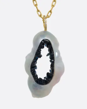 Sapphire and Pearl Pendant Necklace