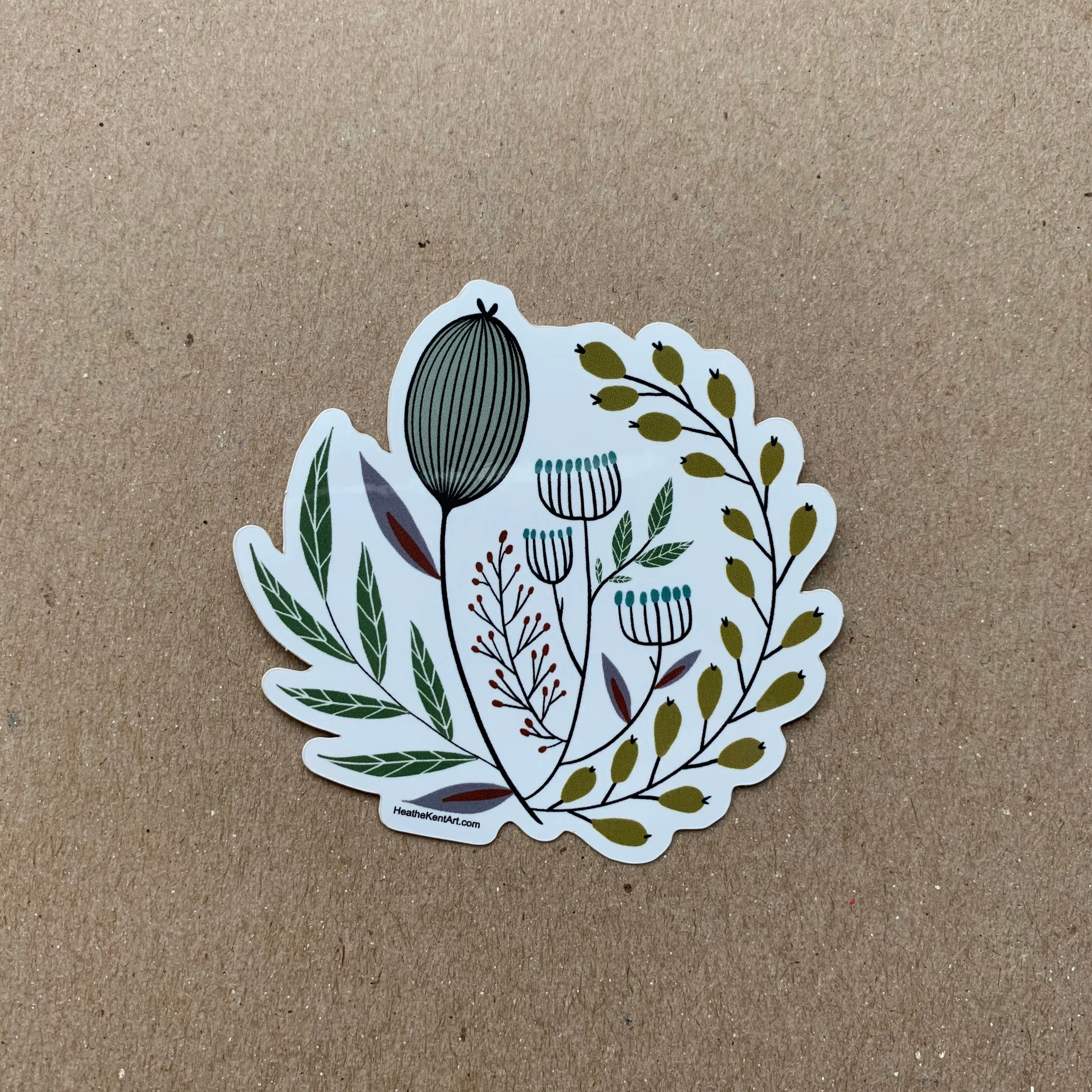 Set of 4 Vintage Florals Stickers, Vinyl Sticker, 3 inch, FREE SHIPPING