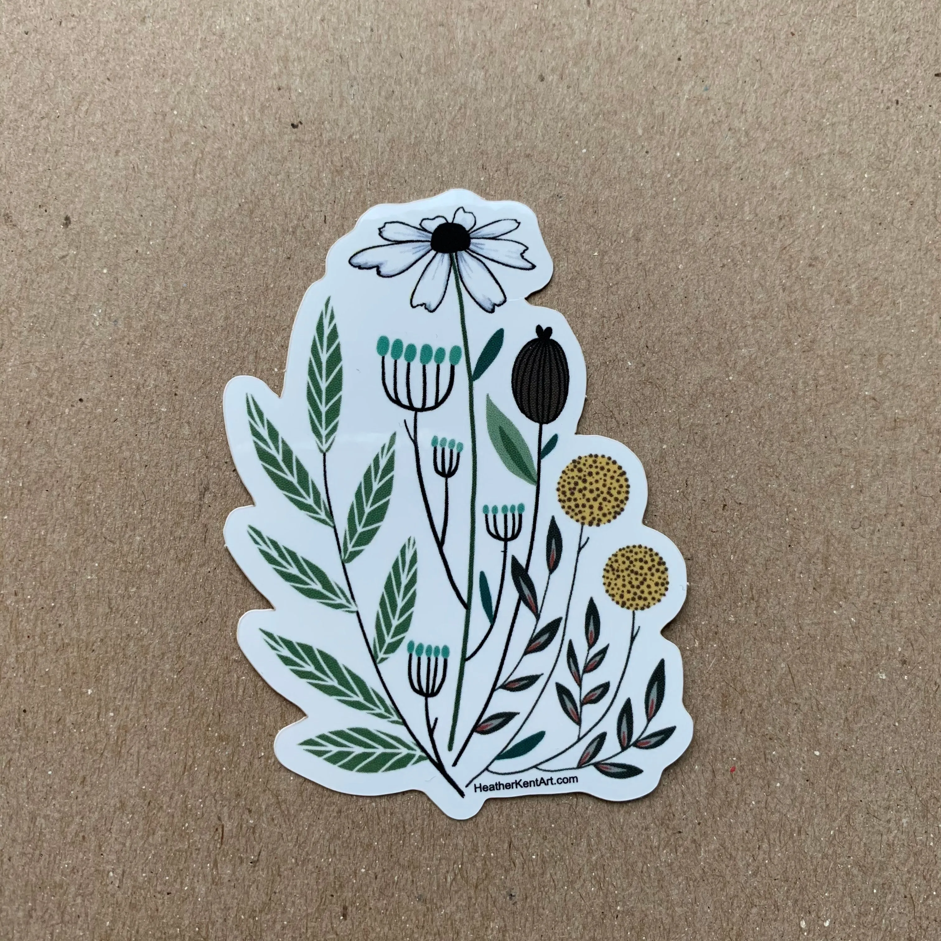 Set of 4 Vintage Florals Stickers, Vinyl Sticker, 3 inch, FREE SHIPPING