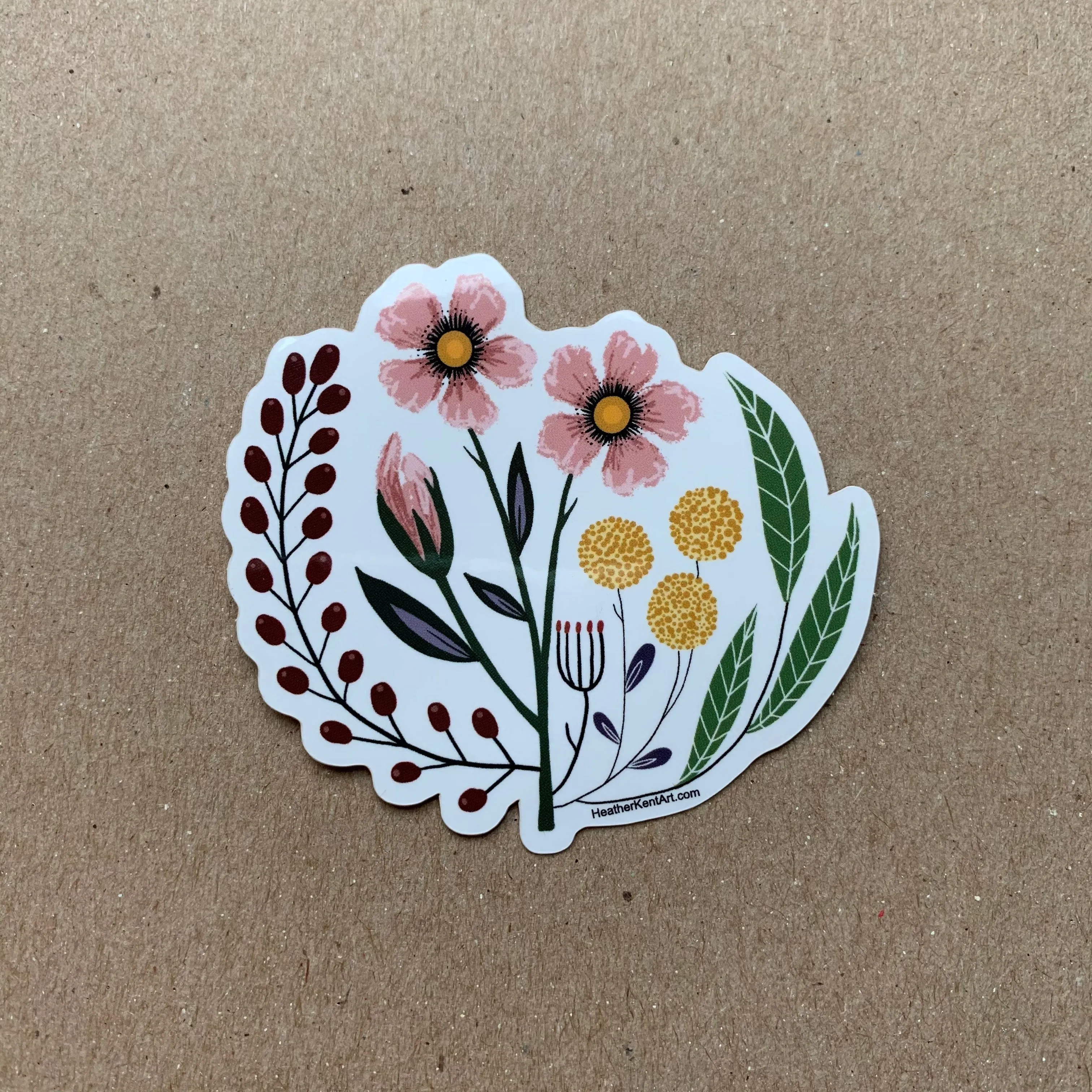 Set of 4 Vintage Florals Stickers, Vinyl Sticker, 3 inch, FREE SHIPPING