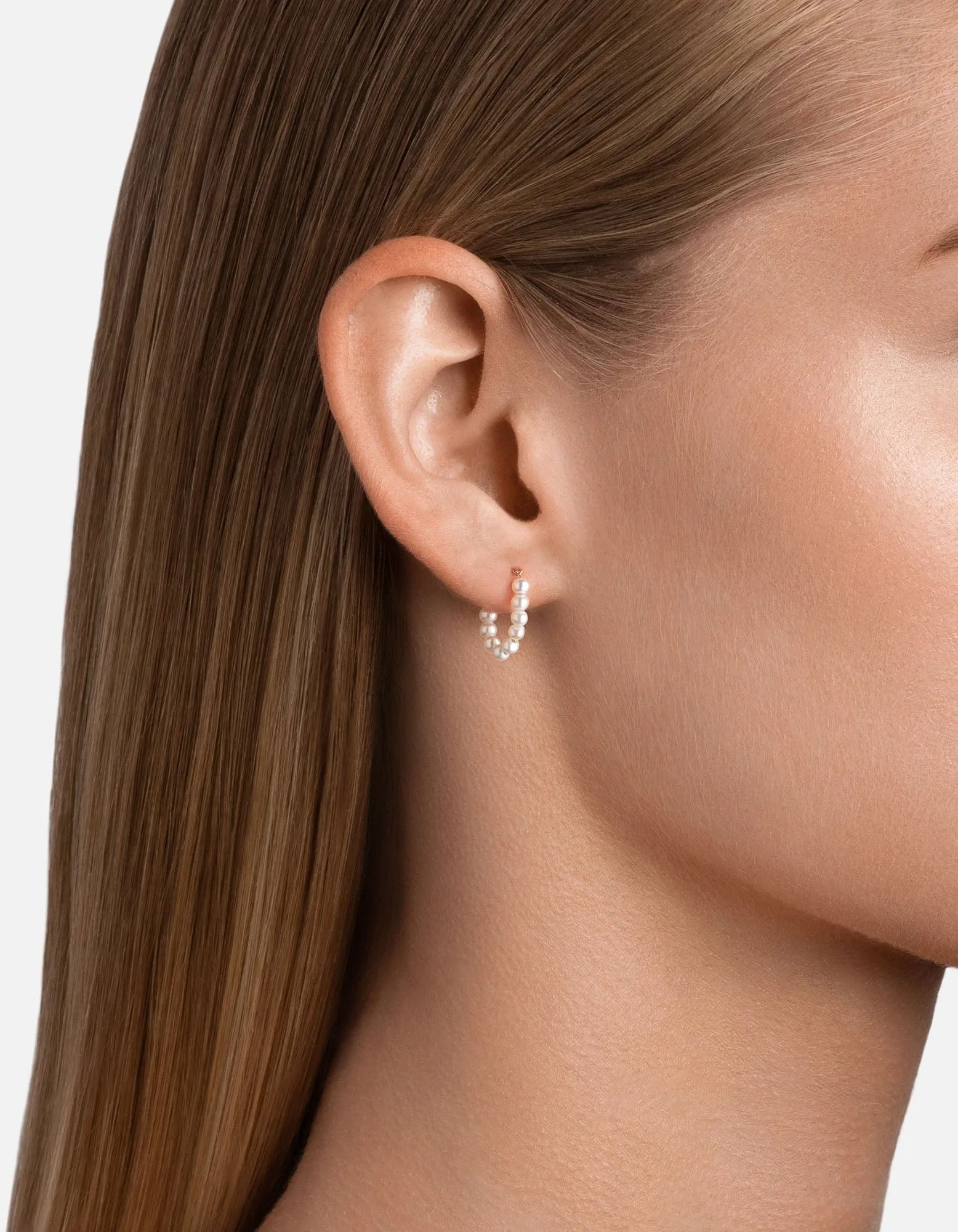 Shay Pearl Hoop Earrings, 14k Gold