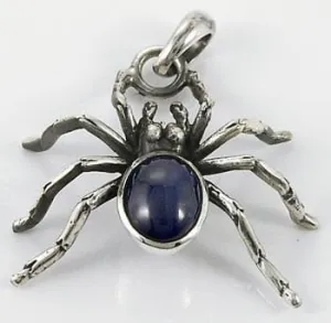 Silver Blue Spider Pendant