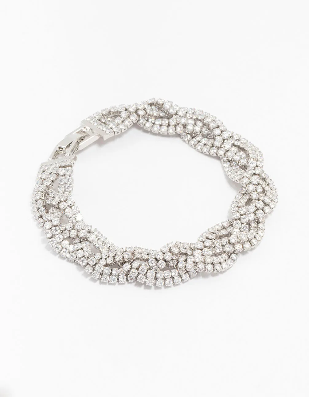 Silver Braided Cubic Zirconia Bling Bracelet