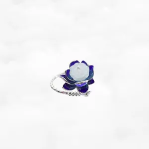 Silver Enamel Lotus Ring