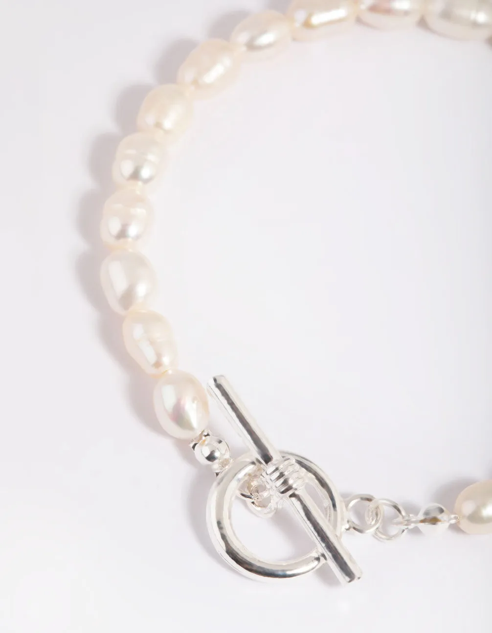 Silver Plated Pearl T & O Bracelet