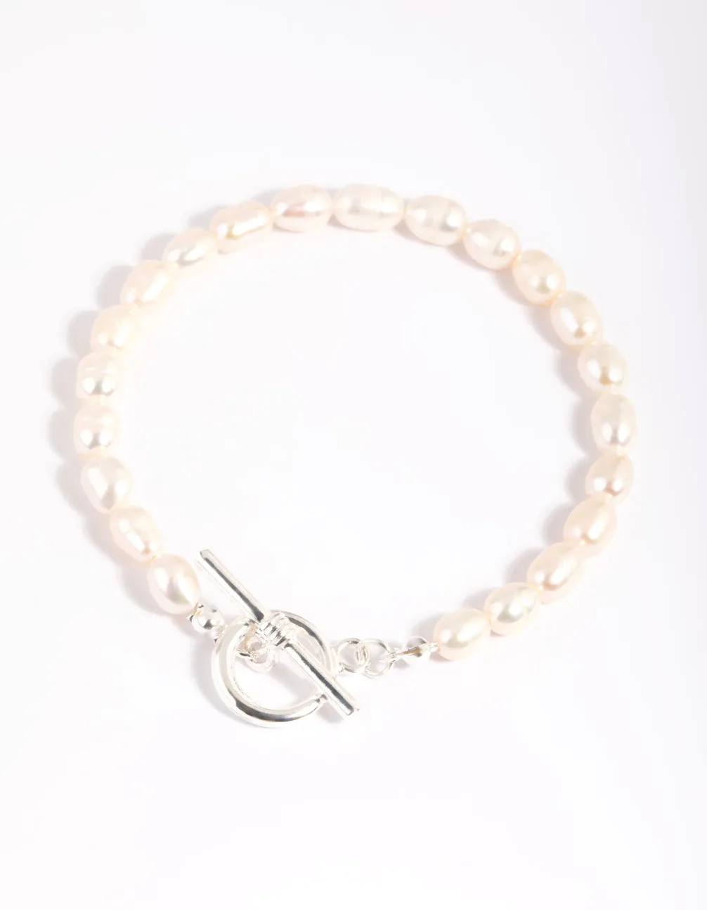 Silver Plated Pearl T & O Bracelet