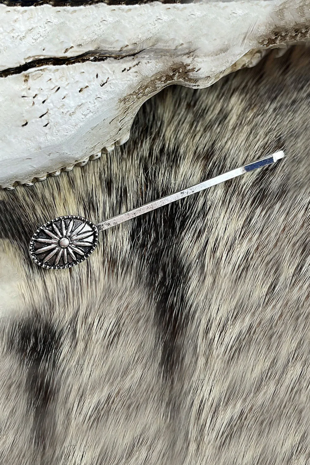Silver Vintage Alloy Floral Western Hair Clip