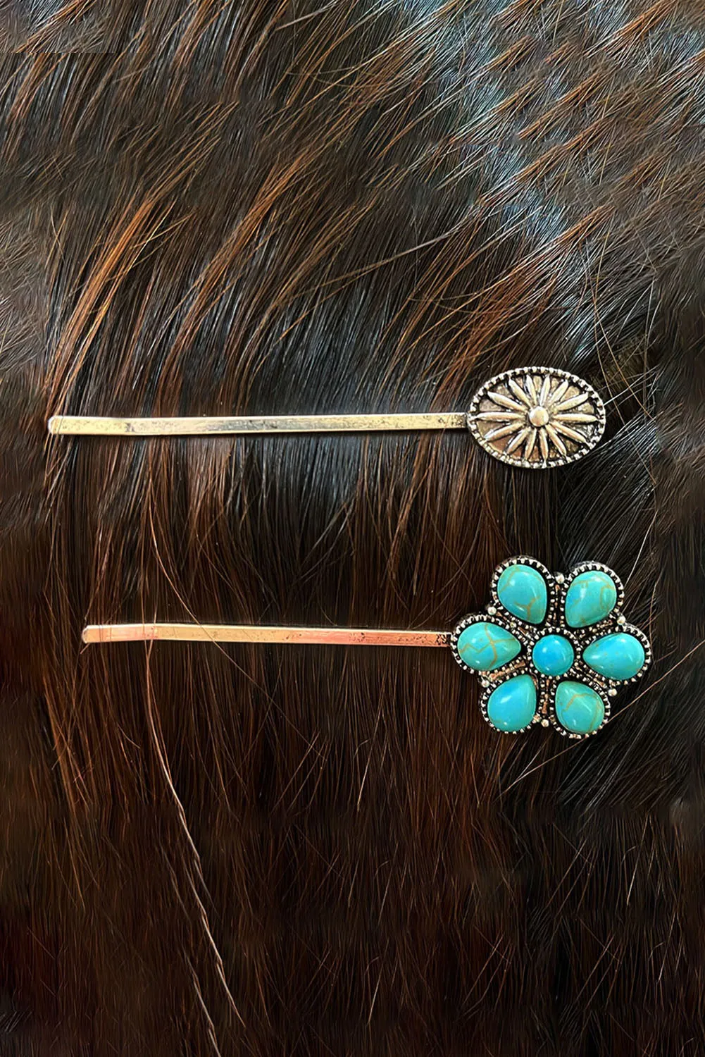 Silver Vintage Alloy Floral Western Hair Clip
