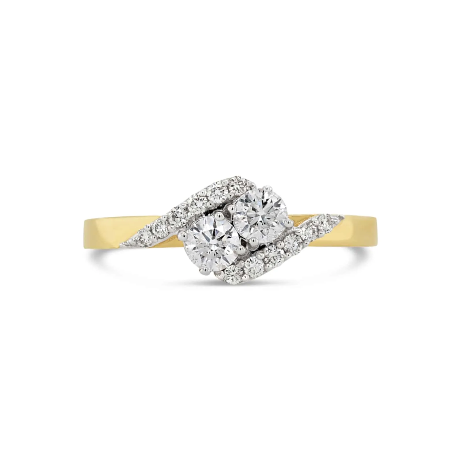 Simple Duo Solitaire Diamond Ring in Yellow Gold