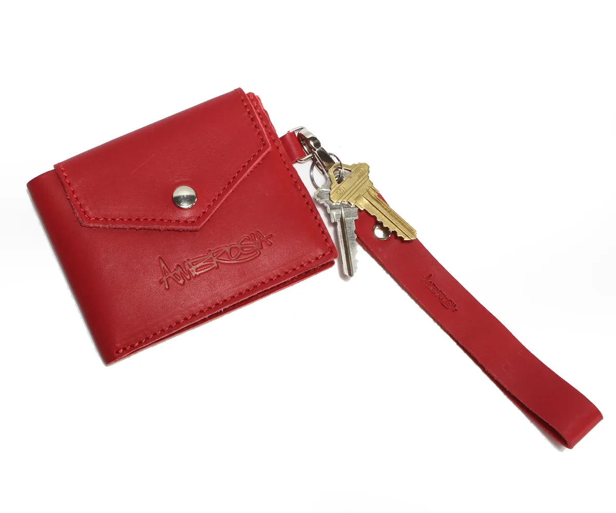 Simple Genuine Leather Red Mini Wallet