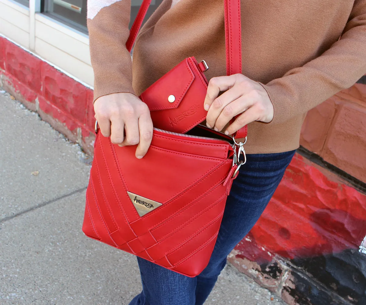 Simple Genuine Leather Red Mini Wallet