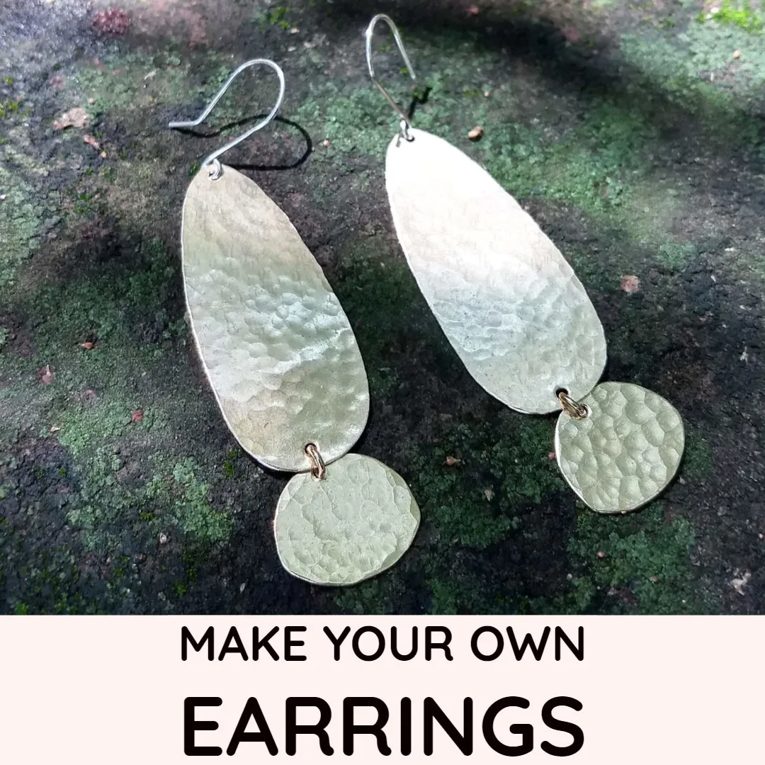 Simple Hammered Long Teardrop Earring Kit