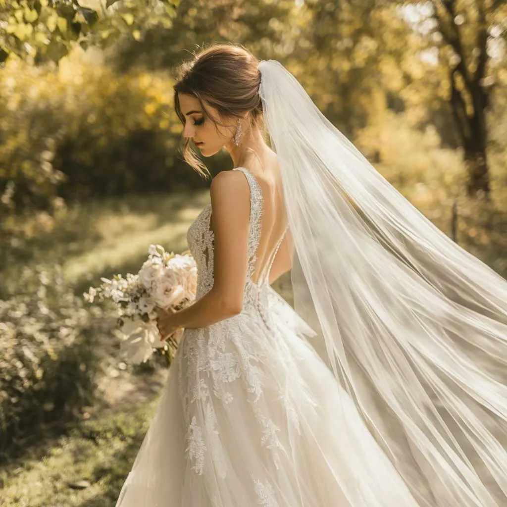 Simple Long Tulle Chapel Length  Wedding Veil EE881030