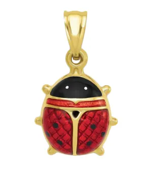 Small Enameled Ladybug Vintage Charm in 14 Karat Gold