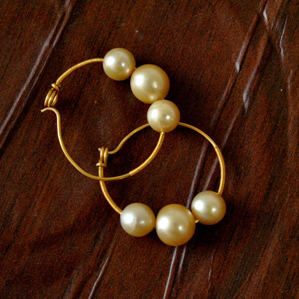 South Sea Pearl Big Hoop Earrings