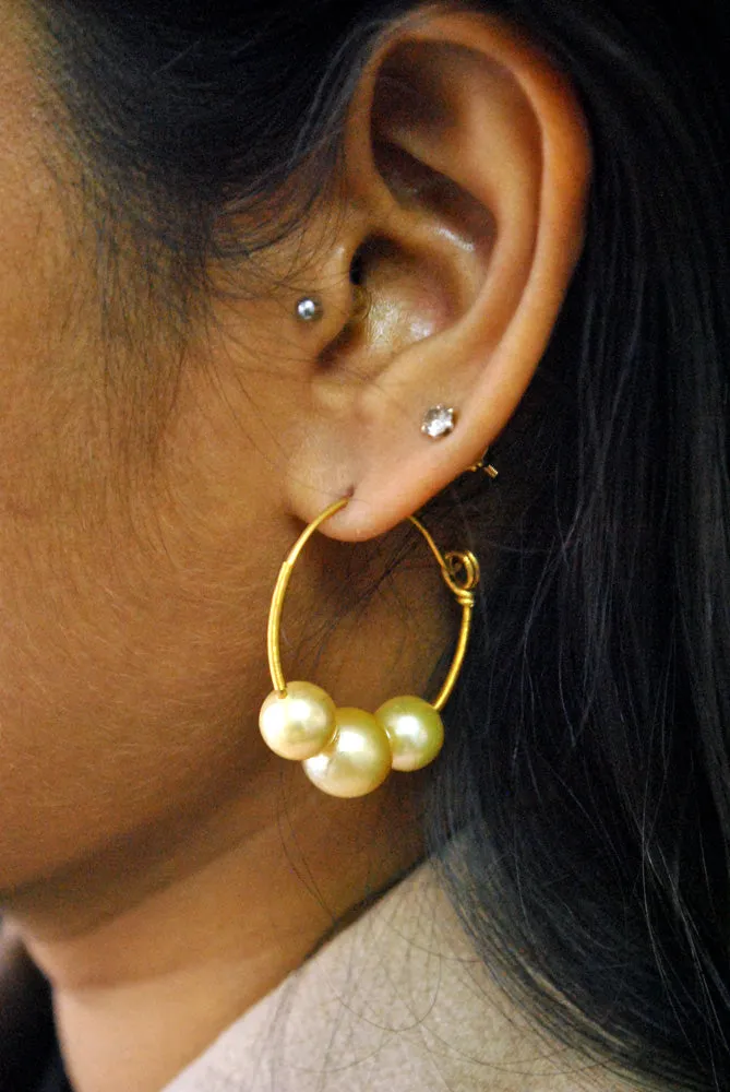 South Sea Pearl Big Hoop Earrings