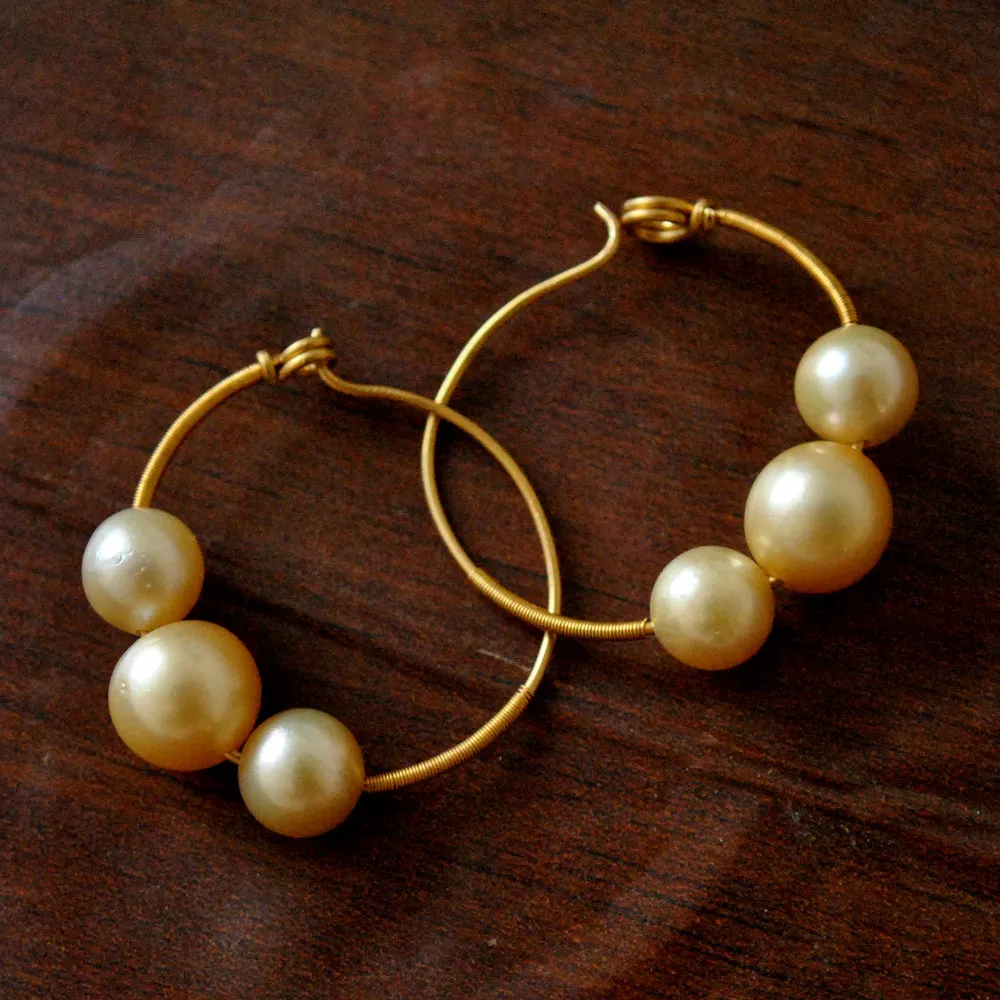 South Sea Pearl Big Hoop Earrings