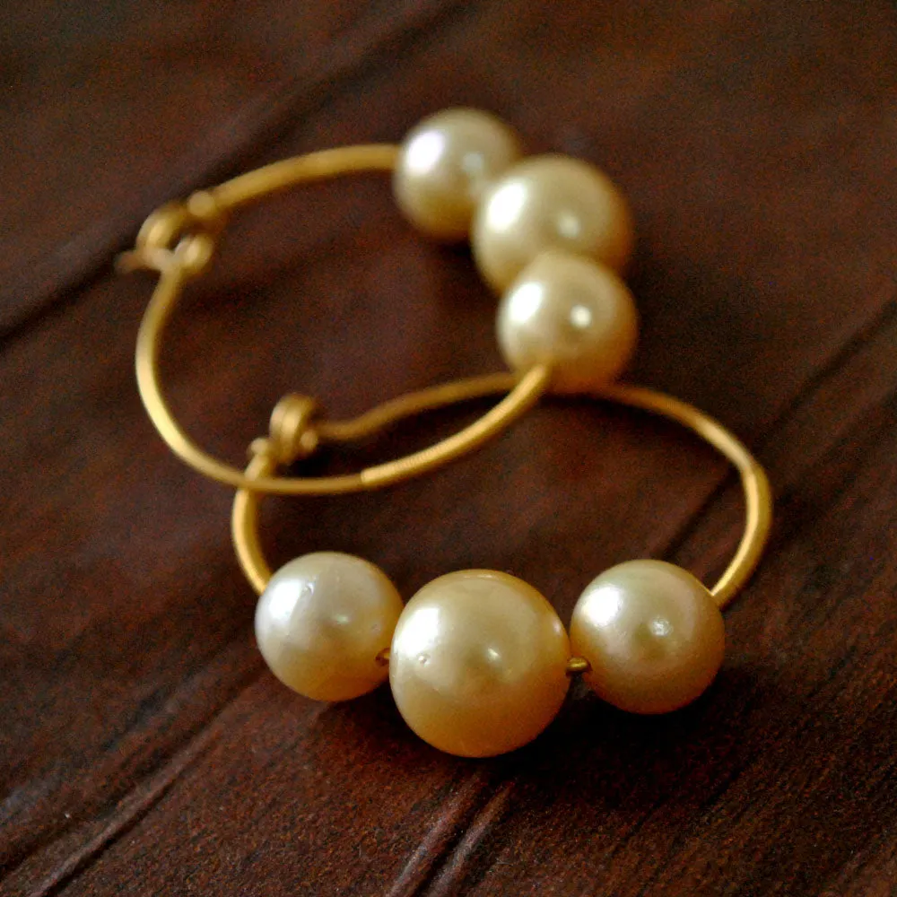 South Sea Pearl Big Hoop Earrings