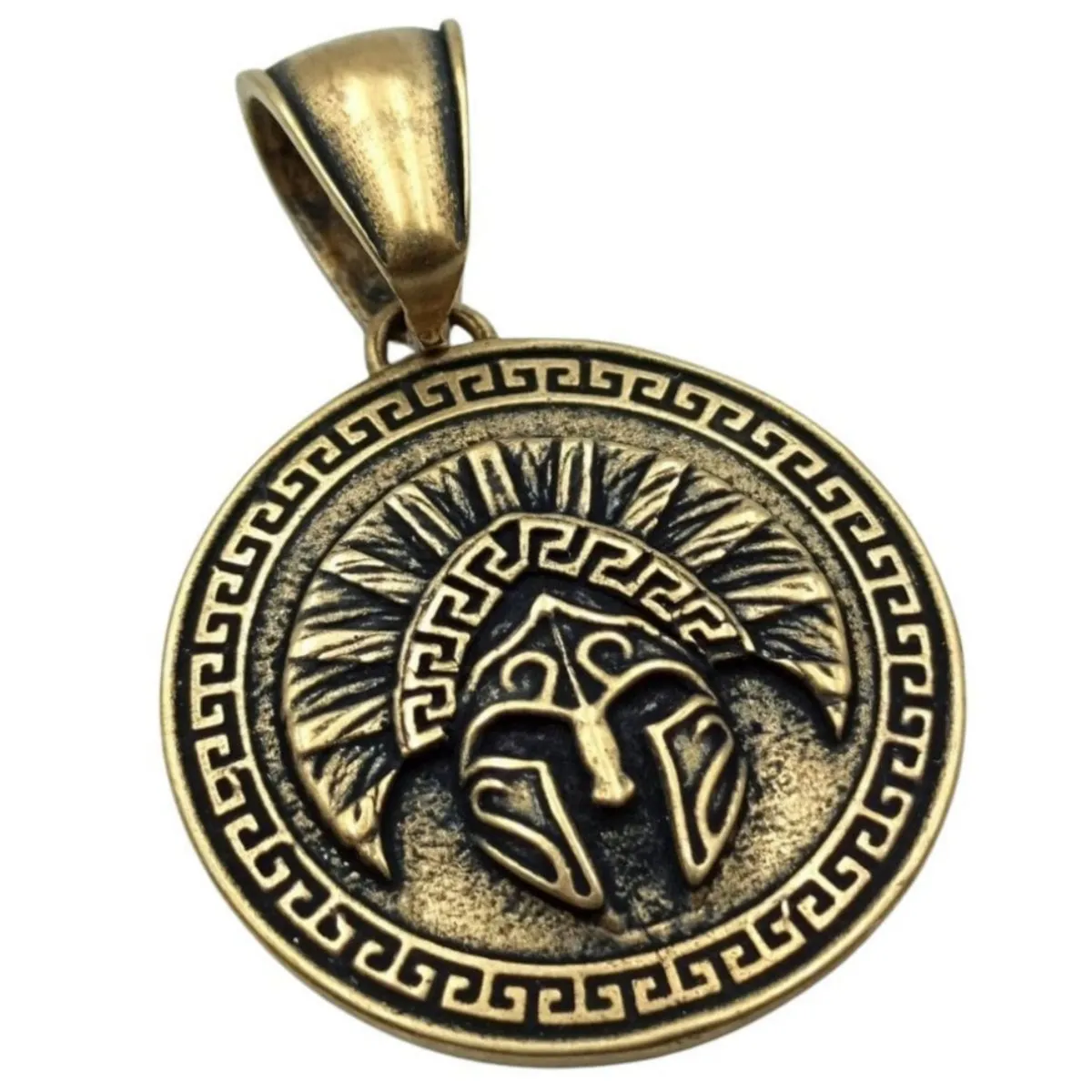 Spartan shield bronze pendant