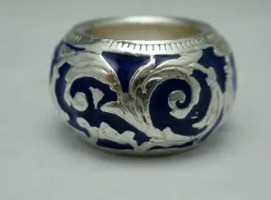 Sterling Enamel Designer Dome Band Ring