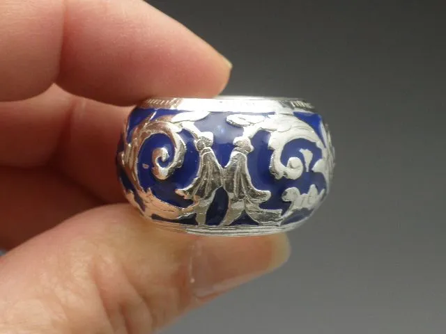 Sterling Enamel Designer Dome Band Ring