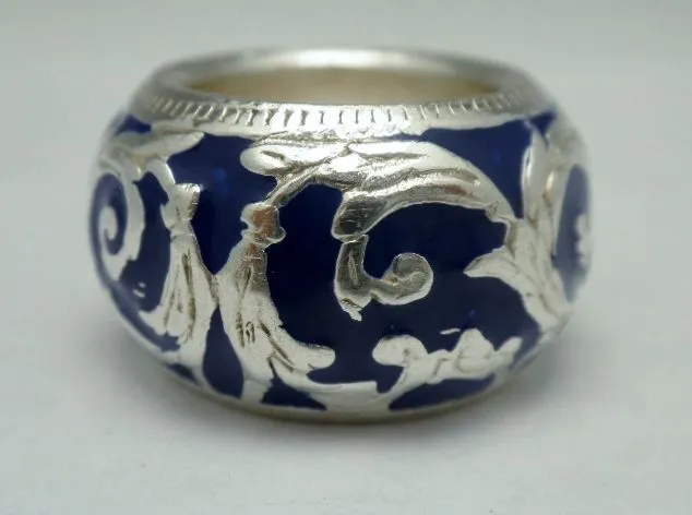 Sterling Enamel Designer Dome Band Ring